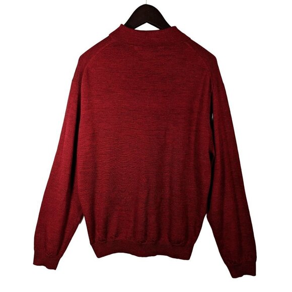Roberto Villini Italian 100% Merino Wool Henley Collar Sweater Mens Large Oxbloo - Picture 3 of 5